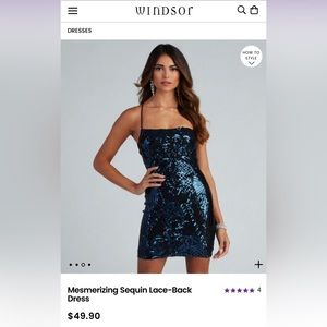 NEW Navy & Black Sequin Lace-Back Dress size L